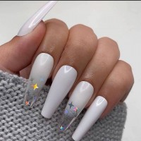 24 Pcs Different Size Cover Full Cover Nail Art Finger Artificial Glitter Powder Nail Decoration False Nails